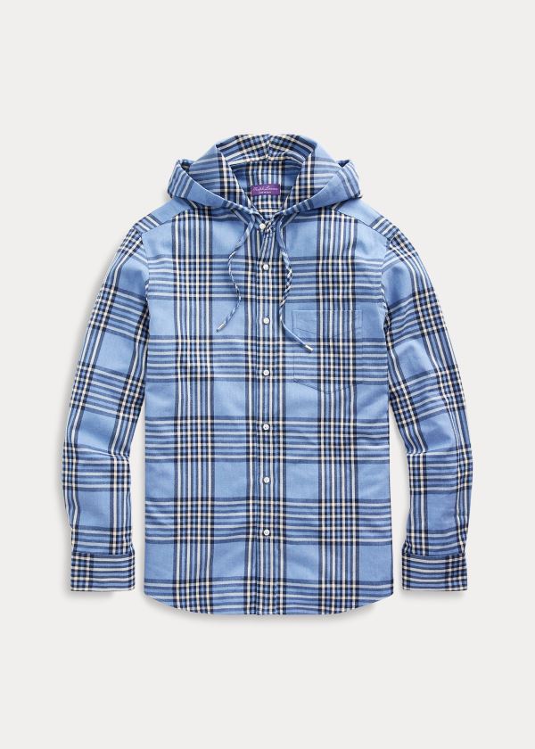 Camisa Ralph Lauren Plaid Twill Hooded Homem 96483-JXLQ